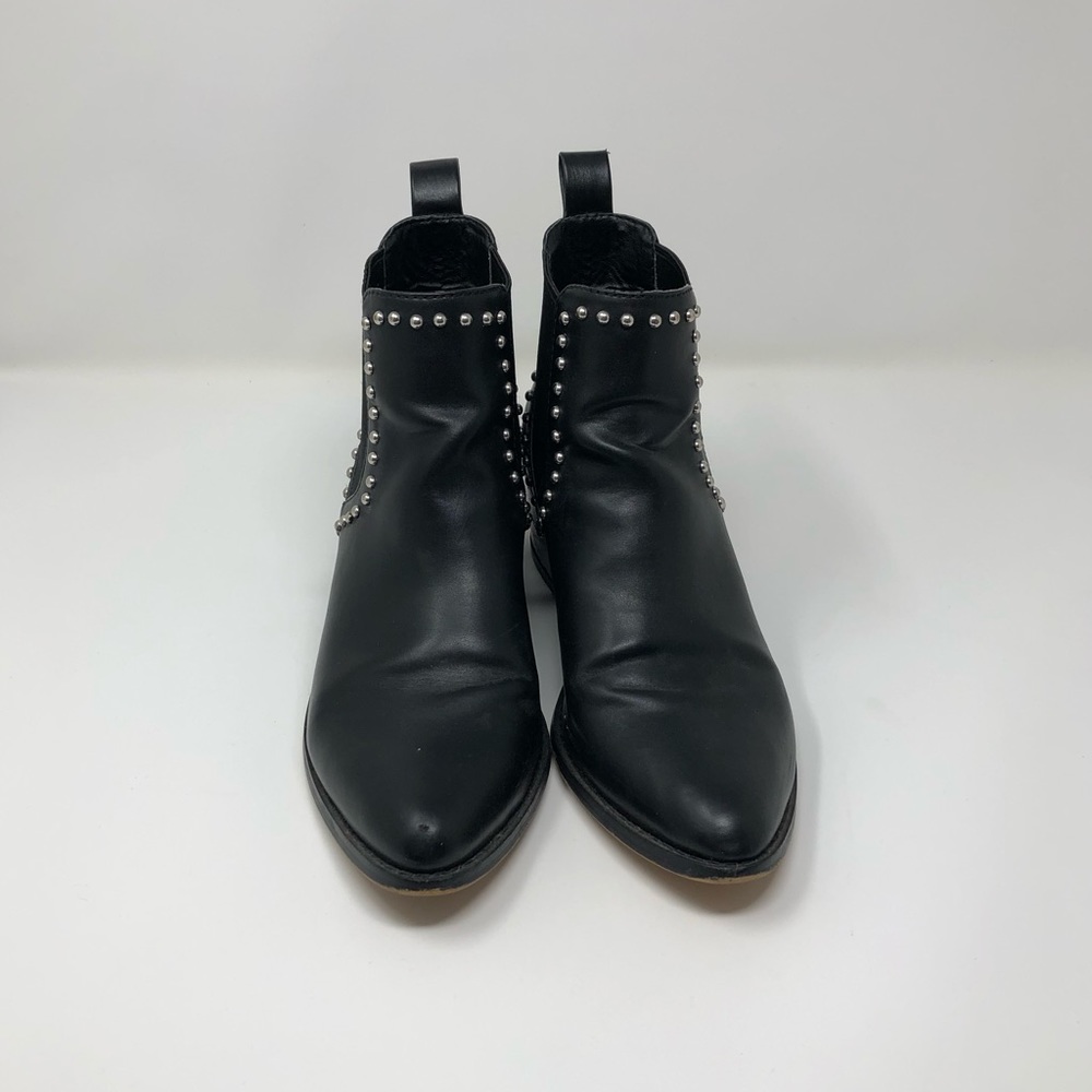 Steve Madden Black Leather Studded Moto Booties